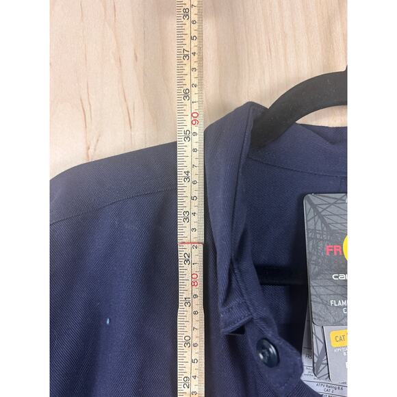 Carhartt FR Flame Resistant Twill Work Shirt Navy Blue L Tall - Picture 6 of 12